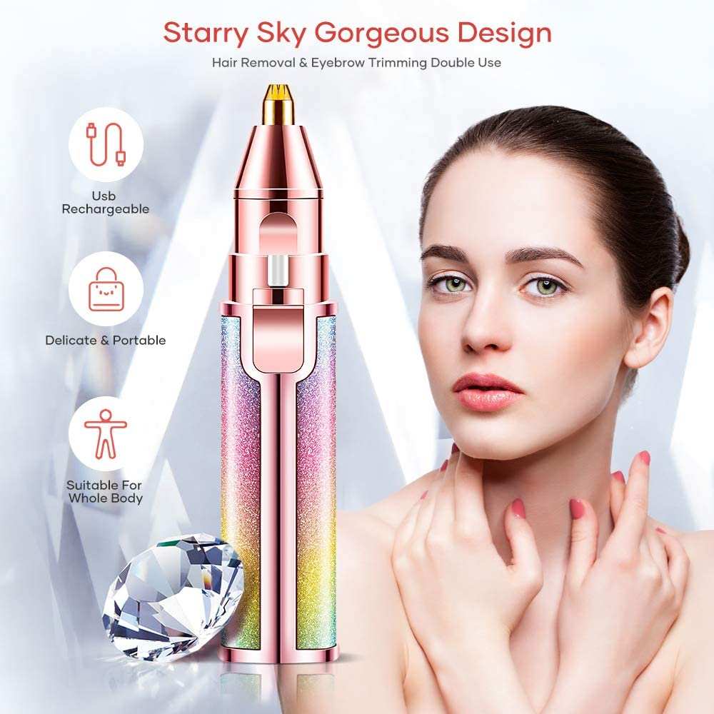 Electric Hair Remover Trimmer For Women, Rechargeable 2 in 1 Flawless
